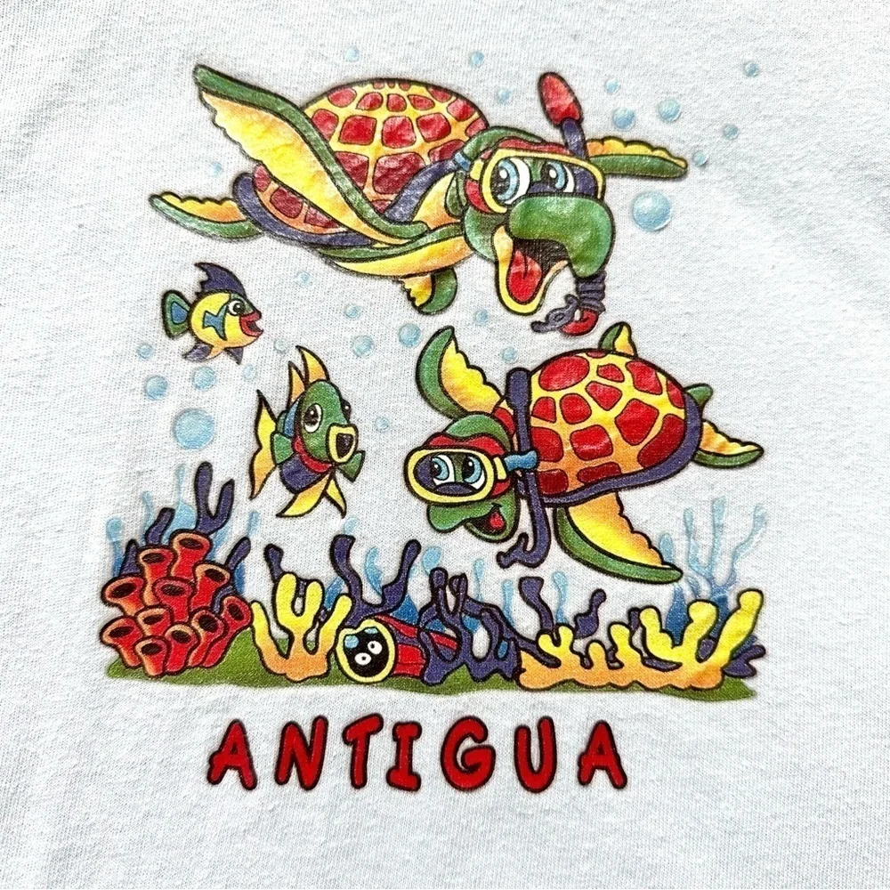 ⭐️ 5 for $25 Antigua Light Blue Cotton T-Shirt with Turtles & Fish Size 4T